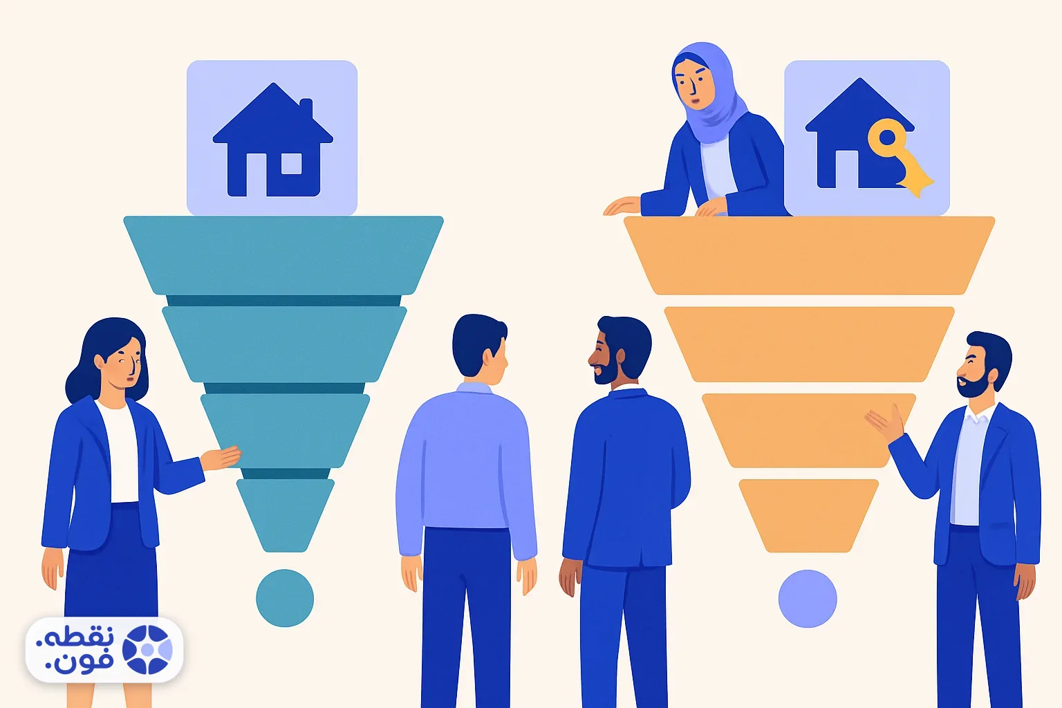 دو قیف فروش موازی برای معاملههای خرید و اجاره در CRM املاک با مرحلههای جداگانه