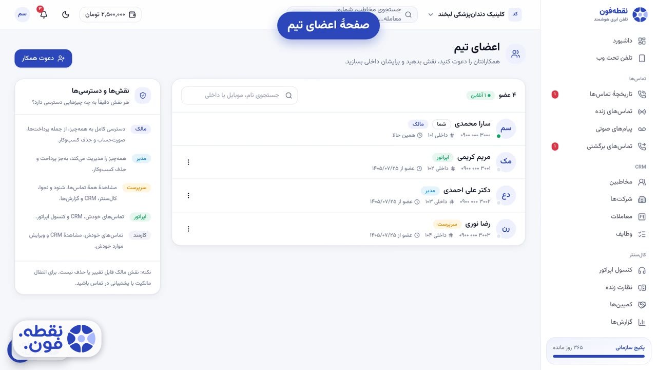 تصویر مفهومی آموزش دعوت همکاران به تیم با فرم دعوت، چهار نقش مختلف و آواتار اعضای تیم